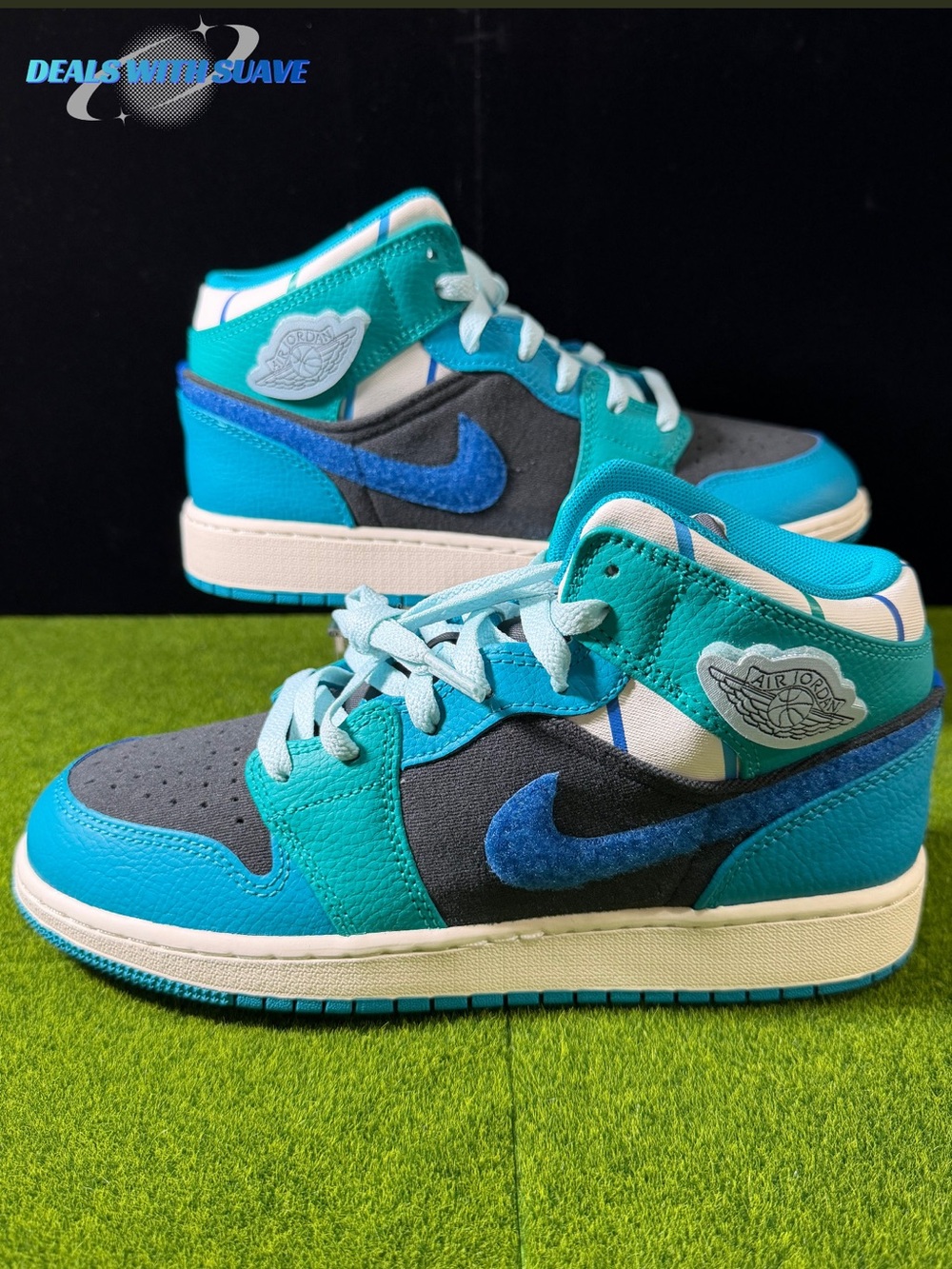 Nike Air Jordan 1 Mid SS “Aqua” Shoes  (FJ9482 004) Size 6Y (M6 & W7.5)